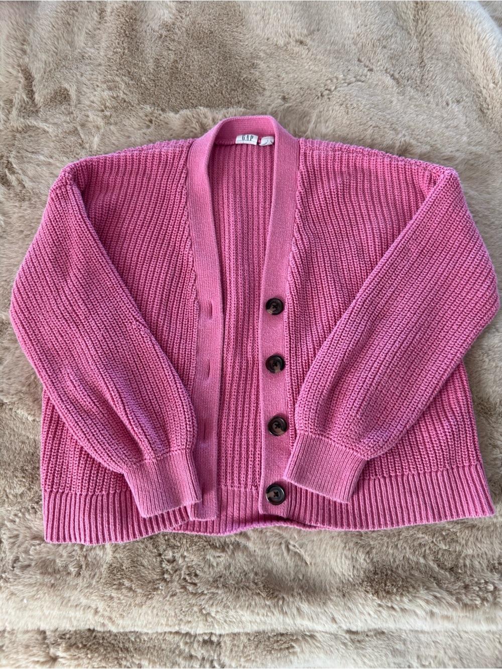 GAP Pink Chunky Button-Front Knit Cardigan